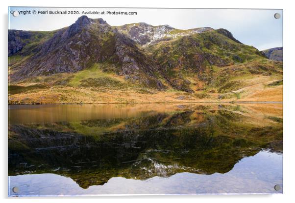 Llyn Idwal Lake Reflecting Y Garn in Snowdonia Acrylic by Pearl Bucknall