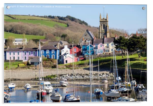 Colourful Aberaeron Wales Acrylic by Pearl Bucknall