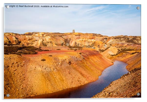 Parys Mountain Copper Mine on Anglesey Acrylic by Pearl Bucknall