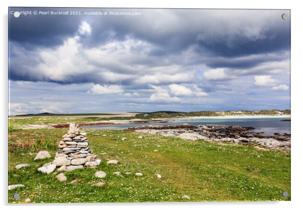 Traigh Iar beach North Uist Scotland Acrylic by Pearl Bucknall