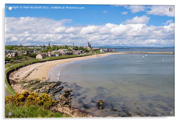 St Andrews East Sands Beach Scotland Acrylic by Pearl Bucknall