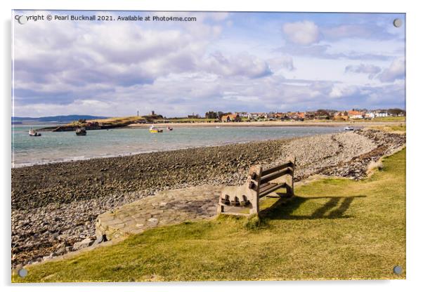  View from Lindisfarne Northumberland Acrylic by Pearl Bucknall