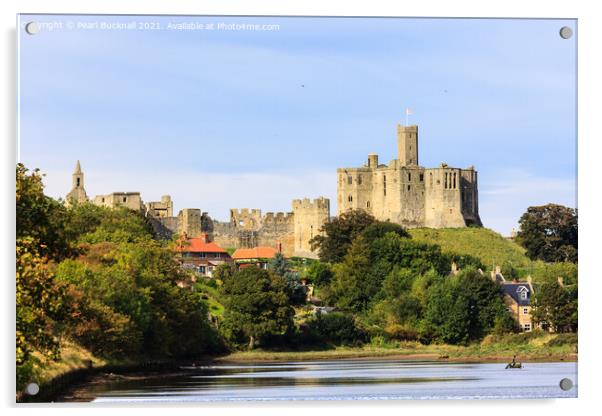 River Coquet and Warkworth Castle Acrylic by Pearl Bucknall
