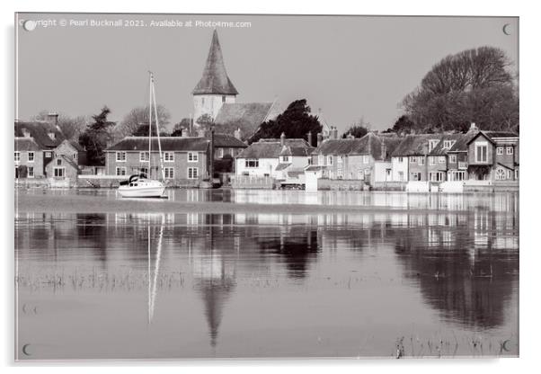 Bosham Reflected in Chichester Harbour West Sussex Acrylic by Pearl Bucknall