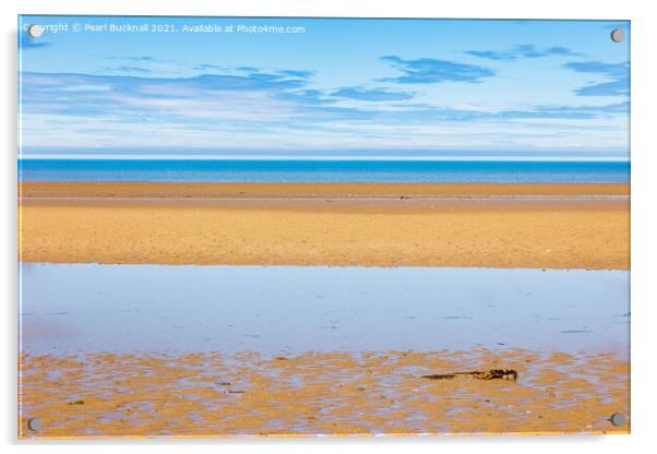 Sea sand and tide pool on a beach Acrylic by Pearl Bucknall