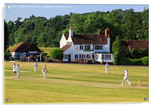 Tilford Village Cricket on the Green Acrylic by Pearl Bucknall