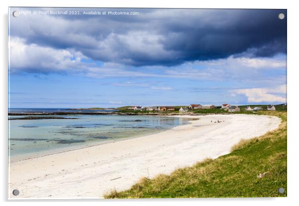 North Uist Sandy Beach Scotland Acrylic by Pearl Bucknall