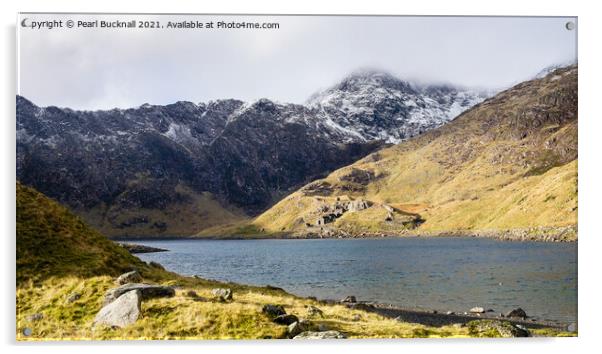 Llyn Llydaw Lake and Mount Snowdon in Snowdonia Acrylic by Pearl Bucknall