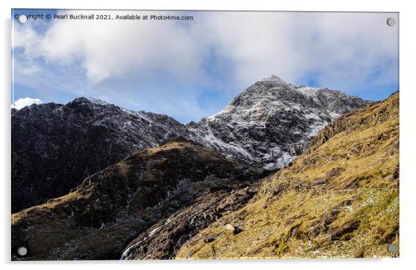 Mighty Mount Snowdon in Winter Acrylic by Pearl Bucknall