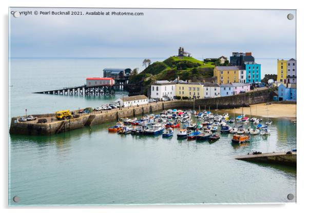 Old Tenby Harbour in Pembrokeshire Wales Acrylic by Pearl Bucknall