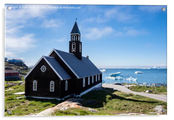 Ilulissat Church by Disko Bay Greenland Acrylic by Pearl Bucknall