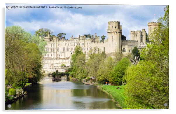 Warwick Castle by River Avon Warwickshire Acrylic by Pearl Bucknall