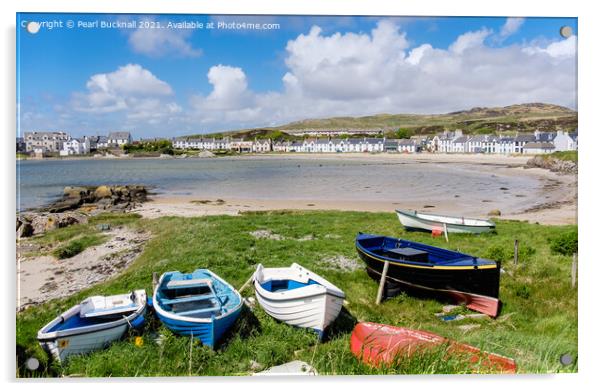 Port Ellen Boats Isle of Islay Scotland Acrylic by Pearl Bucknall