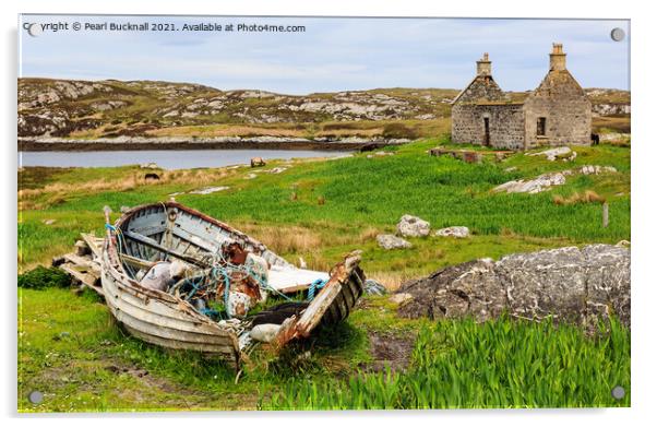 Abandoned by Loch Sgioport on South Uist Scotland Acrylic by Pearl Bucknall