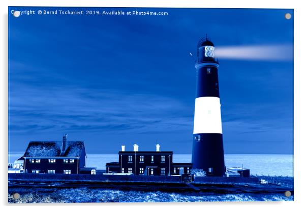 Portland Bill Lighthouse, night effect, England Acrylic by Bernd Tschakert