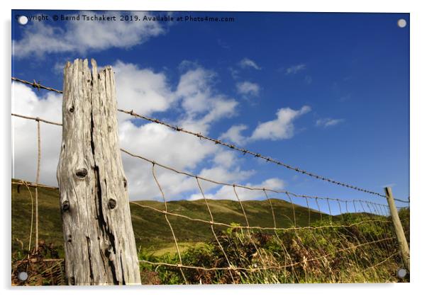 Old barb wire fence, Rhossili bay, Gower, Wales,UK Acrylic by Bernd Tschakert