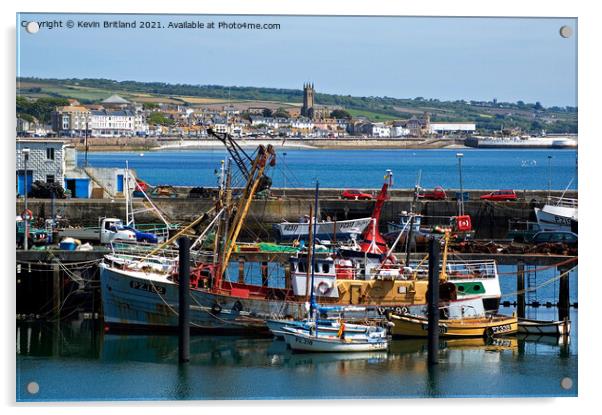 newlyn harbour cornwall Acrylic by Kevin Britland