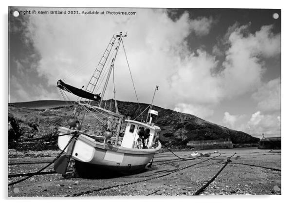 Port isaac in black and white Acrylic by Kevin Britland