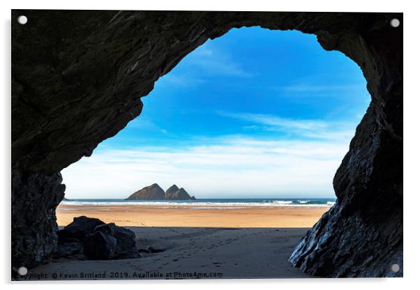 holywell bay cornwall Acrylic by Kevin Britland