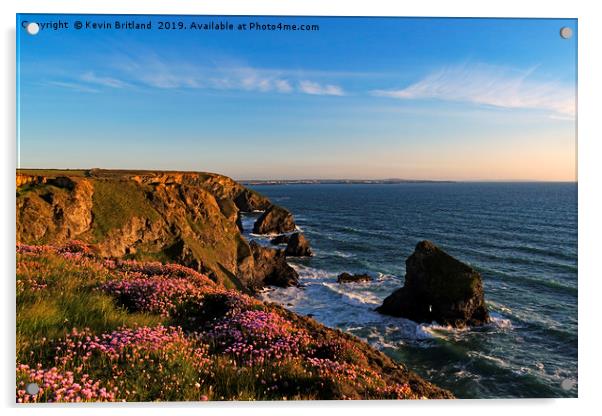 coastal sunset cornwall  Acrylic by Kevin Britland