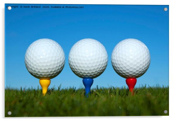 golf balls on tees Acrylic by Kevin Britland
