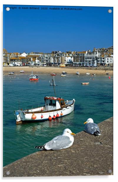 st ives harbour cornwall Acrylic by Kevin Britland