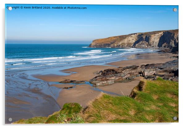 trebarwith strand cornwall Acrylic by Kevin Britland