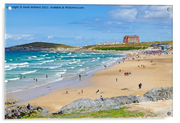 fistral beach newquay Acrylic by Kevin Britland