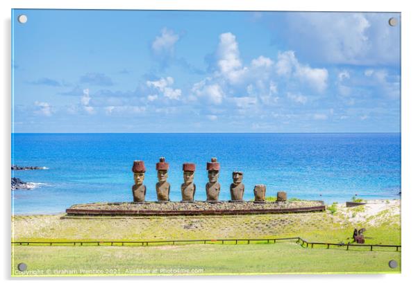 Anakena Beach Statues, Easter Island Acrylic by Graham Prentice