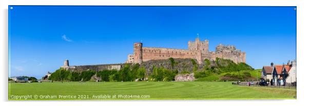 Bamburgh Castle, Cricket Pitch and Windmill Acrylic by Graham Prentice