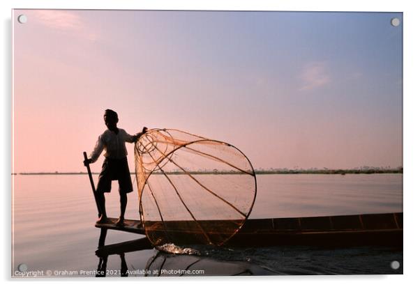 Lake Inle Leg Rower Acrylic by Graham Prentice