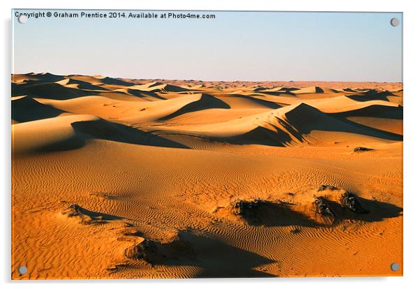 Sand Dunes In Evening Light Acrylic by Graham Prentice