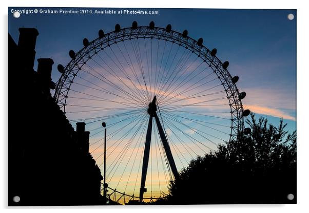 London Eye At Sunset Acrylic by Graham Prentice