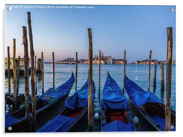 Gondolas in Venice Acrylic by Graham Prentice