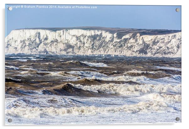 Stormy Sea And White Cliffs Acrylic by Graham Prentice