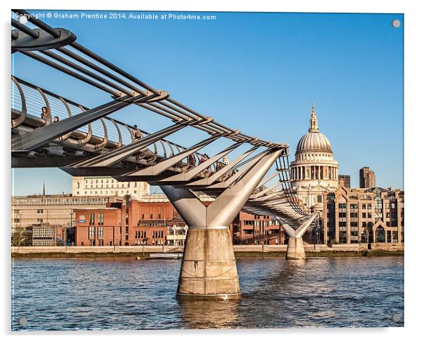 St Pauls Cathedral and Millennium Bridge Acrylic by Graham Prentice