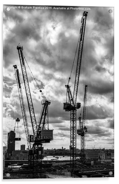 Tower Cranes on City of London Skyline Acrylic by Graham Prentice