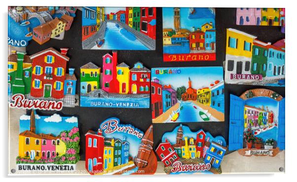 Burano Painted Buildings Souvenirs Acrylic by Graham Prentice