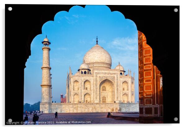 Taj Mahal Through Arch Acrylic by Graham Prentice
