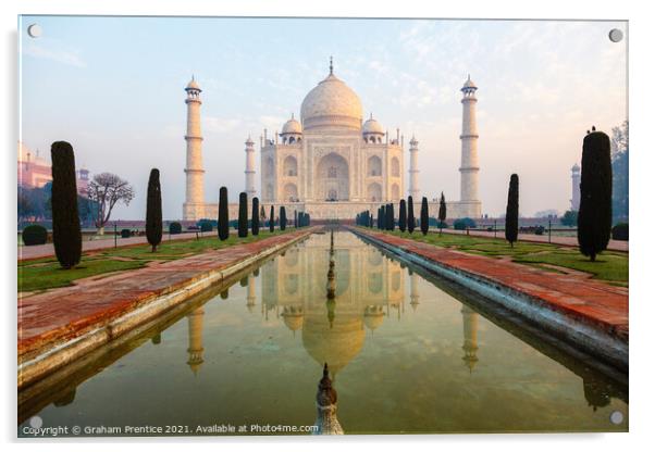 Taj Mahal Pool Reflection Acrylic by Graham Prentice