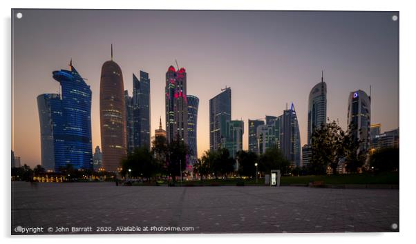 Doha Skyline Acrylic by John Barratt