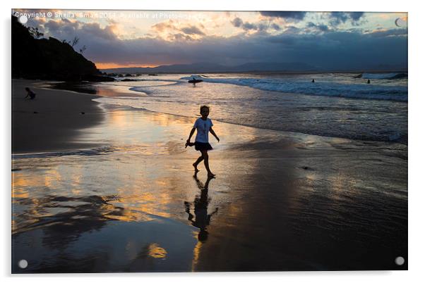  Silhouette of little girl at Byron Acrylic by Sheila Smart