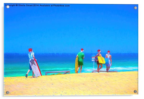  Christmas at the Beach Acrylic by Sheila Smart