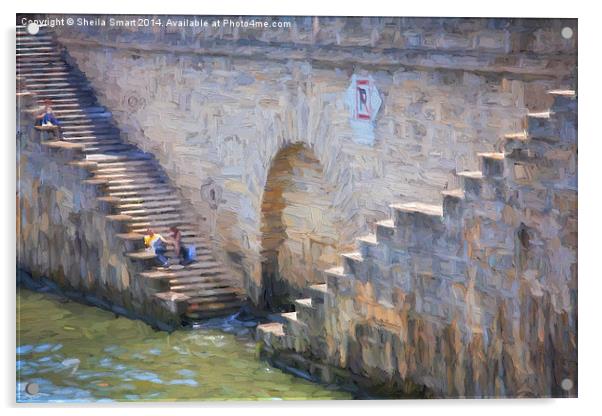 Steps down to the River Seine, Paris Acrylic by Sheila Smart