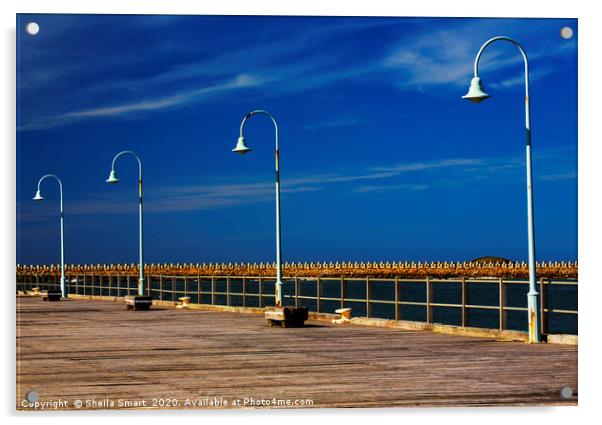 Lamps on the Jetty, Coffs Harbour, Australia Acrylic by Sheila Smart