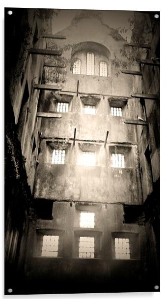 Bodmin Gaol, Black And White Acrylic by Lisa PB