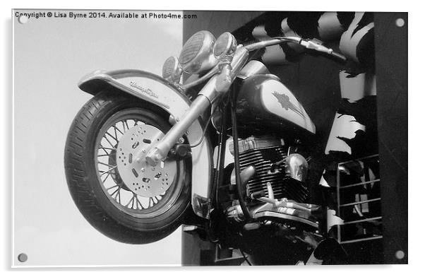 Black and White Motorbike Acrylic by Lisa PB