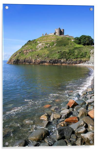 Criccieth Castle Acrylic by Diane Griffiths