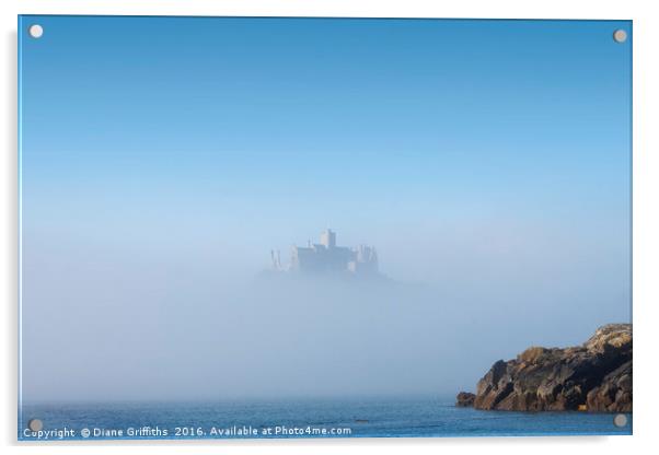 St Michael's Mount covered in mist Acrylic by Diane Griffiths