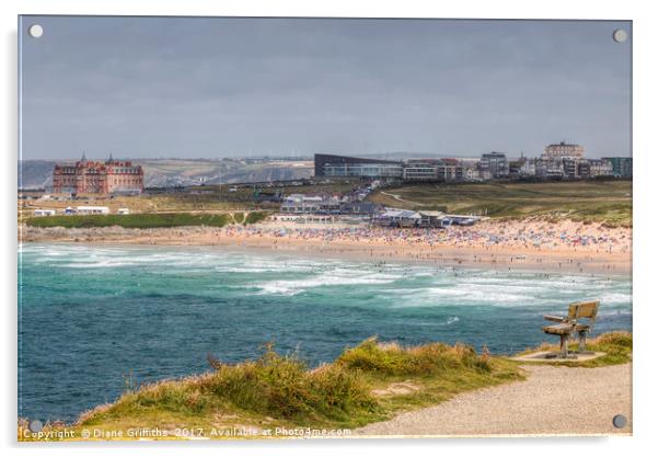 Fistral Beach, Newquay Acrylic by Diane Griffiths